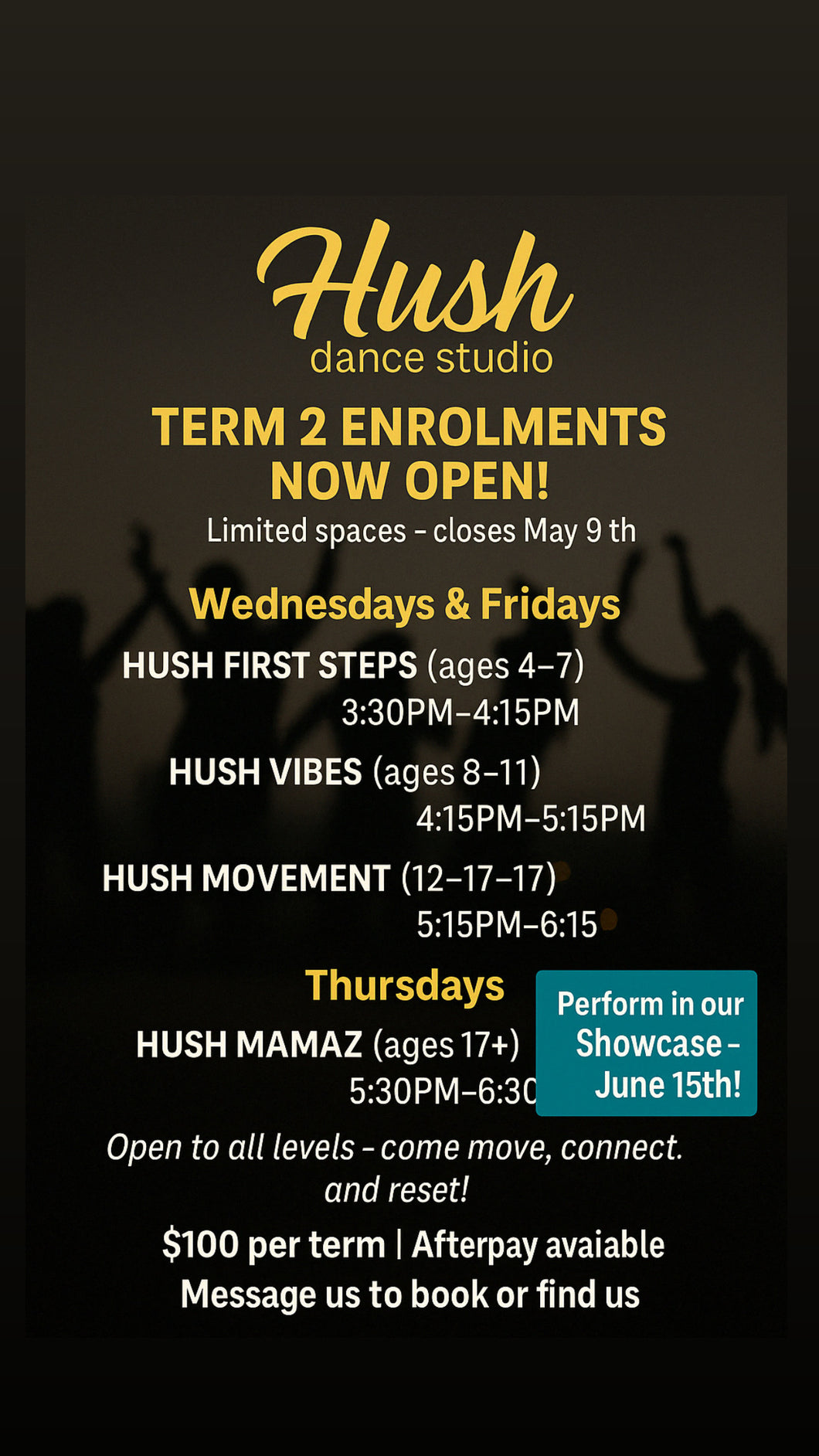 Hush Dance Term fees